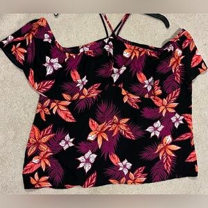 Apt 9 Floral Off-Shoulder Top - Black and Red